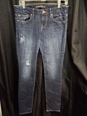 Express Stella Ankle Skinny Dark Blue Distressed Skinny Jeans Size 4R